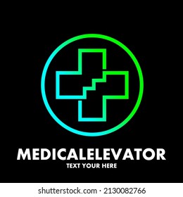 Medical elevator vector logo template. This design use cross symbol.
