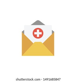 medical email glyph flat vector icon