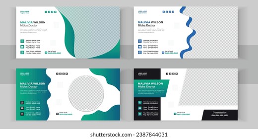 Medical Email Signature or Vector Design template and Healthcare Social Media Post-Banner Design Set
