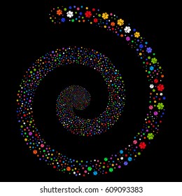 Medical Emblem decorative swirling spiral. Vector bright multicolored random objects.