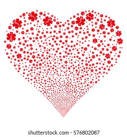 Medical Emblem fireworks with heart shape. Vector illustration style is flat red iconic symbols on a white background. Object salute combined from confetti pictographs.
