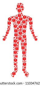 Medical emblem human figure. Vector medical emblem icons are organized into male mosaic.