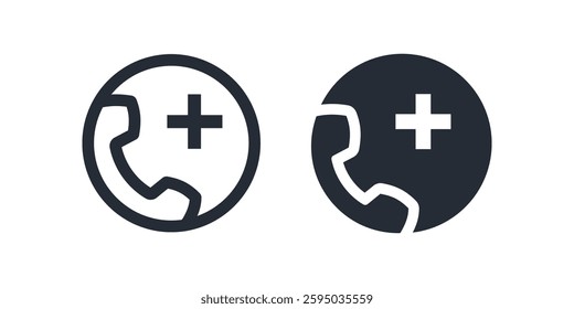 Medical emergency call icon in outline and solid style. Vector illustration.