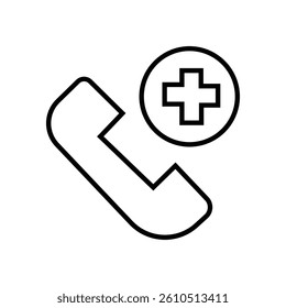 Medical Emergency Call Icon vector. medical helpline line icon vector on white background