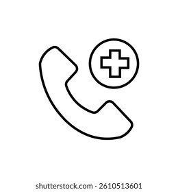 Medical Emergency Call Icon vector. medical helpline line icon vector on white background