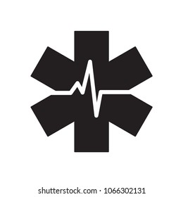 Medical Emergency Care glyph icon. Urban infrastructure vector sign, pictogram, illustration. Isolated on white background.