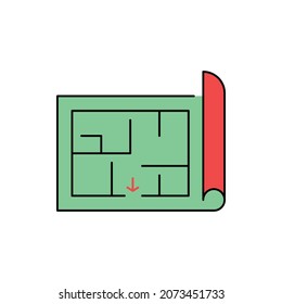 Medical emergency exit blueprint diagram icon