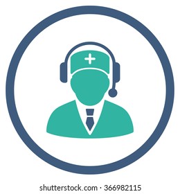 Medical Emergency Manager vector icon. Style is bicolor flat circled symbol, cobalt and cyan colors, rounded angles, white background.