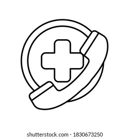 Medical emergency Phone Number line icon