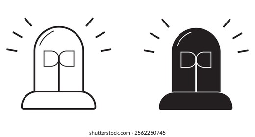 Medical emergency siren icon set in black and red and filled and outlined. urgent alert security system symbol collection for apps and websites.
