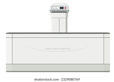 Medical equipment, Bone density determination machine for body parts such as spine, hip, wrist and whole body osteoporosis. Flat design