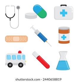 medical equipment collection illustration flat design for decoration