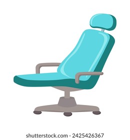 Medical equipment of colorful set. The dentist chair depicted in this illustration showcases a colorful and whimsically crafted design. Vector illustration.