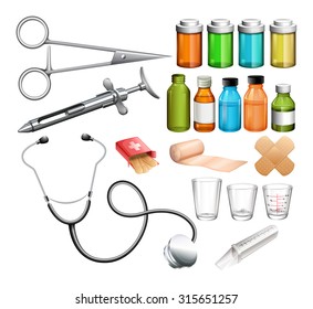 Medical equipment and container illustration