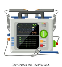 medical equipment defibrillator modern design Complete vital signs display, portable electronic device that automatically diagnosis life-threatening cardiac arrhythmias. Life Support or Resuscitation