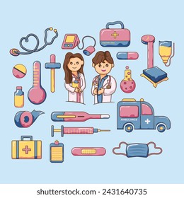 Medical Equipment doodle art cute vector illustration