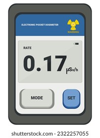 Medical equipment, electronic pocket dosimeter digital X-ray and gamma-ray Personal for radiologists, mainly used to estimate the radiation dose accumulated in a person wearing the device. Flat design