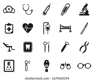 Medical Equipment Icons Black & White Set Big