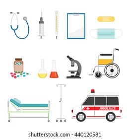 Medical Equipment Icons Set, Appliance, Tool, Hospital