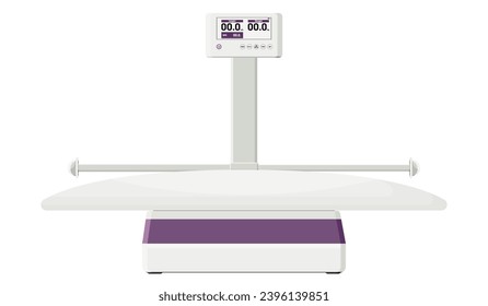 Medical equipment, Infant scales used to track growth, development of babies. Typically used in hospitals, doctors offices, and homes.Flat design