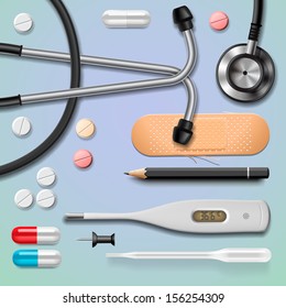 Medical equipment, isolated, vector illustration. 