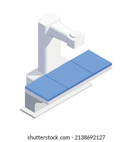 Medical equipment isometric composition with isolated image of hospital bed with light on blank background vector illustration