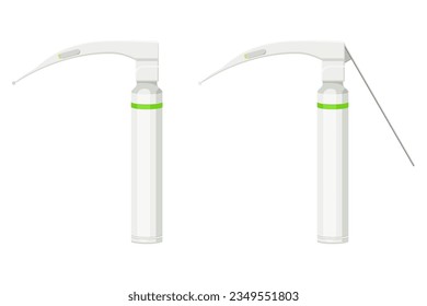 Medical equipment, Laryngoscope macintosh blade endoscopy of throat, used to facilitate tracheal intubation during general anesthesia or cardiopulmonary emergencies. Flat design