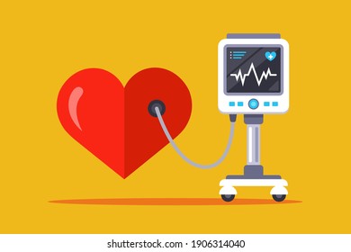 medical equipment for measuring heart rate. flat vector illustration