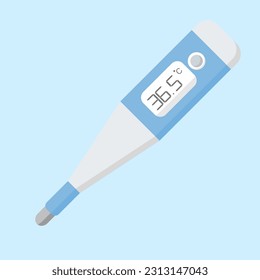 Medical equipment, Mercury thermometer for body measurement in flat vector illustration design