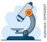 Medical equipment microscope concept, Cartoon Floating Microscope, health laboratory, science test, medical equipment for viewing micro-sized objects. flat vector illustration on background.