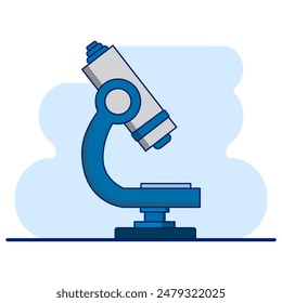 Medical equipment microscope concept, Cartoon Floating Microscope, health laboratory, science test, medical equipment for viewing micro-sized objects. flat vector illustration on background.