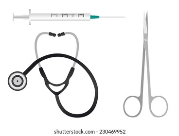 medical equipment on a white background