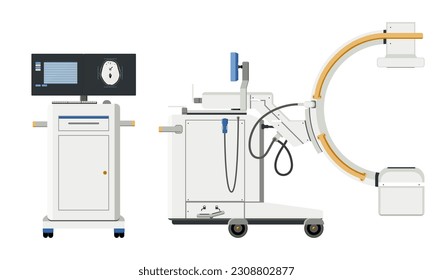 Medical equipment Radiographic, fluoroscopic units, mobile (c-arm) x-ray machine High-quality diagnostics for surgery orthopedics, laparoscopy, cardiology, ER and panic clinic. Flat design