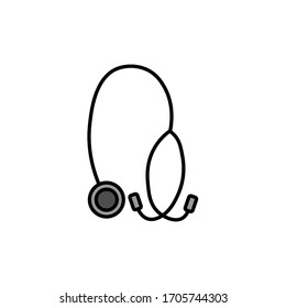 Medical equipment stethoscope. Black and grey outline on white background. Flat style vector illustration can be used in greeting cards, posters, flyers, banners, promotions, invitations etc. EPS10