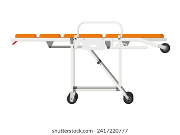 Medical equipment Stretcher patient transport bed for moving sick or injured people to bring  patient to hospital. Flat design