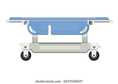 Medical equipment Stretcher patient transport bed for moving sick or injured people to bring  patient to hospital. Flat design