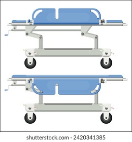 Medical equipment Stretcher patient transport bed for moving sick or injured people to bring  patient to hospital. Flat design