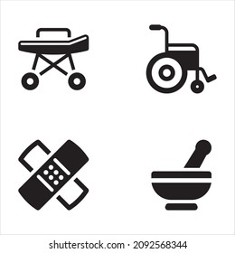 Medical Equipment And Supplies Black Icon Set 3