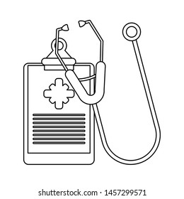 Medical equipment and supplies clipboard and stehoscope vector illustration graphic design.