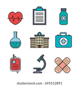 medical equipment supplies healthcare icons set