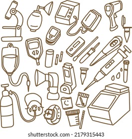 herramientas de equipo médico garabato vectorial