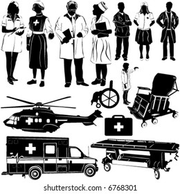 medical equipments and people vector 2