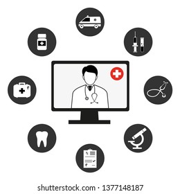 medical equipments, tools. black and white template web and mobile applications. flat design. health and treatment. modern concept.medical icons.