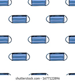 Medical equipments and tools seamless pattern in the freehand drawing style. Vector illustration