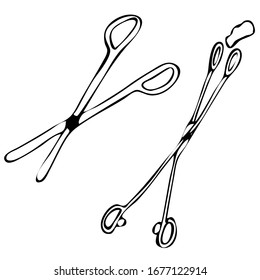 Equipamiento médico y herramientas sin fisuras en el estilo de dibujo a mano libre. Ilustración del vector