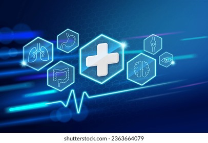 Medical evolution uses modern technology to diagnose diseases and provide virtual patient guidance in digital healthcare. Vector medical illustration.