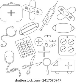 Medical exam line icons. Health checkup, medical examination, check up, screening concepts. Simple outline symbols, modern linear graphic elements collection. Vector line icons set.