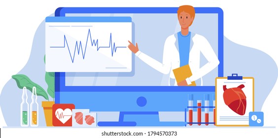 Medical Examination And Cardiology Doctor, Circulatory System Checkup. Heart Disease Human Concept. Ischemic Heart Disease,  EKG , Muga Scan, Cardiology, Coronary Artery Disease