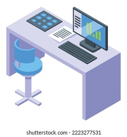 Medical Examination Desktop Icon Isometric Vector. Health Patient. Medicine Treatment