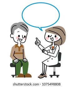 Medical examination to elderly men.